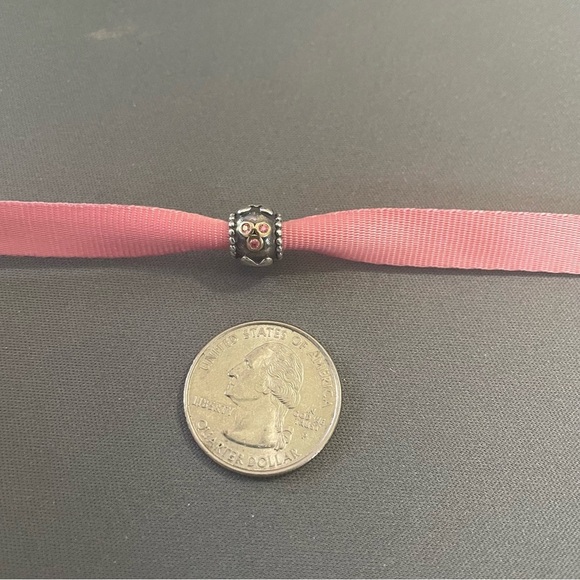 Pandora Retired Sterling Silver 14K MOM Charm Salmon Zirconia - Picture 5 of 5